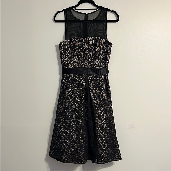 Cachet Y2K Rhinestone‎ Belted Prom Dress Lace Sheer A-line Halter Cocktail - Picture 1 of 6